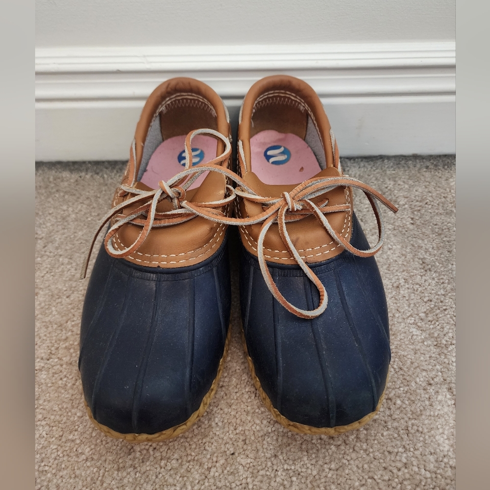 Women's L.L. Bean tan and blue bean boots size 7